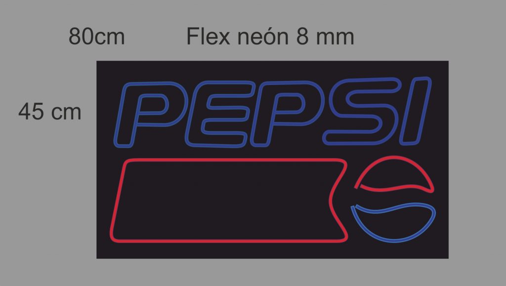 ROTULO CARTEL LED NEÓN FLEX PEPSI 80X45 cm B 1011 0 1 PLANCHA Luz