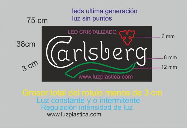 CARLSBERG Rótulos neón led-cristal ref  P-2071  PLANCHA - Imagen 4