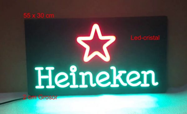 HEINEKEN + ESTRELLA ROTULO LED-CRISTAL  55X30 cm  ref P-0013-1 PLANCHA